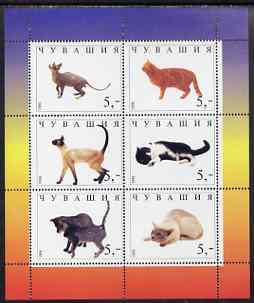 Chuvashia Republic 1998 Domestic cats #1 perf sheetlet containing set of 6 values unmounted mint