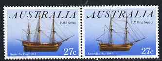 Australia 1983 Australia Day (Ships) se-tenant pair unmounted mint, SG 879a
