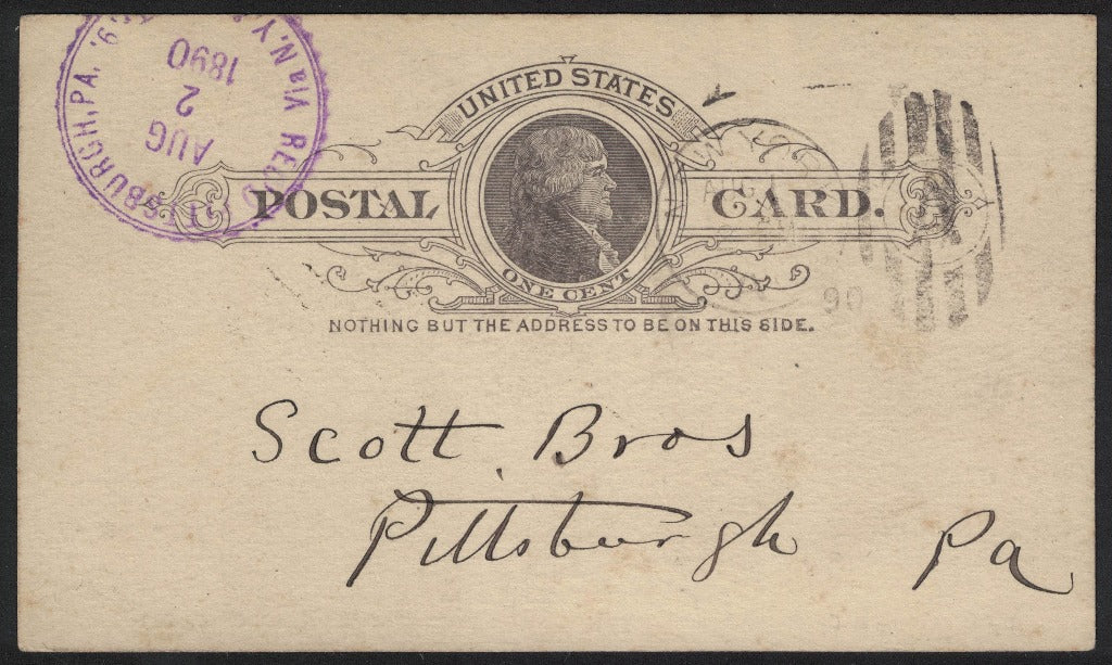 1890 United States Illustrated Postcard to Pittsburgh. Viking Ship Mirror Illustrated