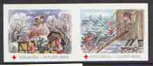 Cinderella - Denmark (Holbaek) 1990 Christmas Red Cross se-tenant set of 2 imperf labels produced by Holbaek Red Cross