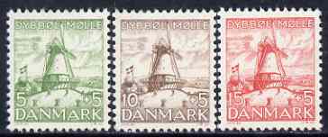 Denmark 1937 Dybbol Windmill set of 3 unmounted mint, SG 303-5