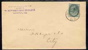 Canada 1900's cover locally used bearing QV 1c stamp, cover with Merchant Bank of Halifax imprint upper left 