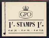 GB Booklet - Great Britain 1954 1s booklet, back cover with 'Money by Post' complete and fine, SG K1a