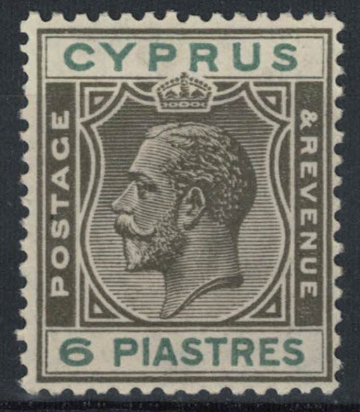 1921-23 Cyprus 6pi Sepia & Green Wmk Mult Script