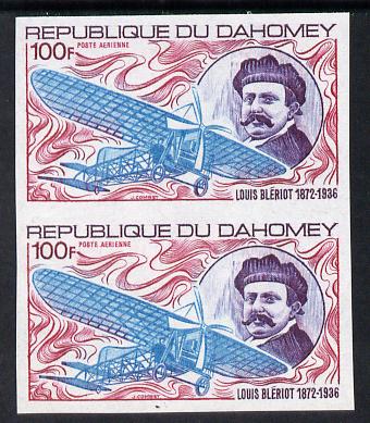 Dahomey 1972 Louis BlÃ©riot Centenary 100f in unmounted mint imperf pair (as SG 471)