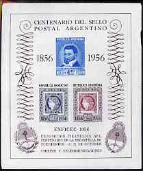 Argentine Republic 1956 Stamp Centenary (2nd issue) imperf m/sheet unmounted mint (minor wrinkles) SG MS 893a