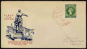 Australia 1955 South Australia Stamp Centenary on illustrated cover with Anpex First day exhibition cancel in red