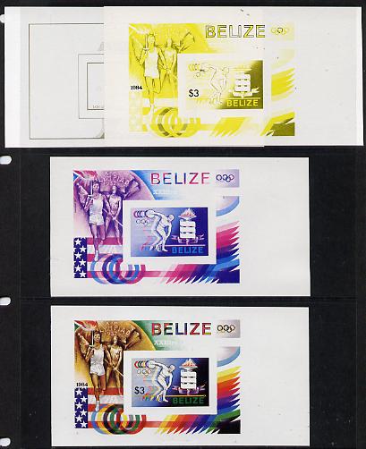 Belize 1984 Discuss Thrower (statue) Olympic Games m/sheet the set of 4 imperf. More....