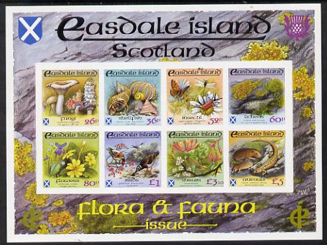 Easdale 1988 Flora & Fauna definitive imperf sheetlet containing complete set of 8 values (26p to Â£5) superb unmounted mint