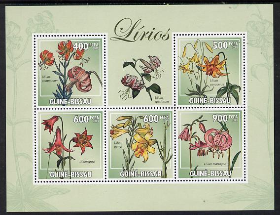 Guinea - Bissau 2009 Lilies perf sheetlet containing 5 values unmounted mint
