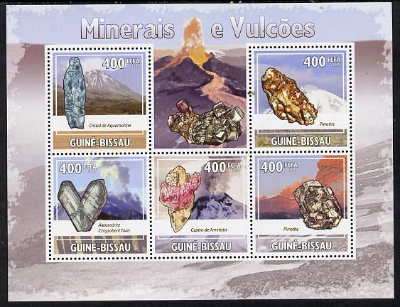 Guinea - Bissau 2009 Minerals & Volcanoes perf sheetlet containing 5 values unmounted mint