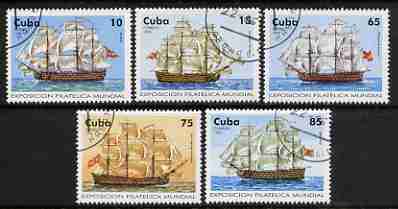 Cuba 1996 Capex 96 Stamp Exhibition (18th Century Sailing Ships) perf set of 5 values cto used, SG 4073-77