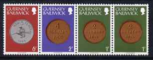Booklet - Guernsey 1979-83 Coins booklet strip of 4 unmounted mint, SG 178a