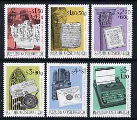 Austria 1965 'WIPA' Stamp Exhibition (2nd Series) "Development of the Letter" set of 6 unmounted mint, SG 1447-52