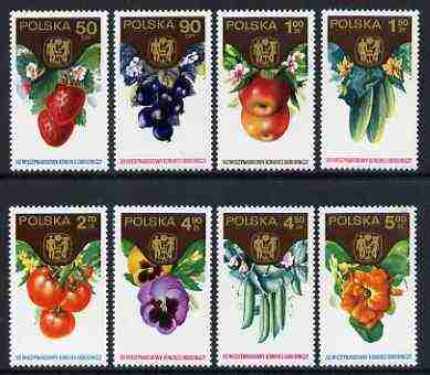 Poland 1974 19th International Horticultural Congress set of 8 fruits, vegetables & flowers unmounted mint, SG 2316-23