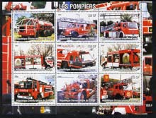 Congo 2004 Fire Engines #3 perf sheetlet containing 9 x 130CF values, unmounted mint