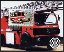 Djibouti 2004 Fire Engines perf souvenir sheet #2 with Rotary logo unmounted mint