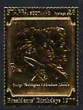 Staffa 1977 US Presidents Birthdays Â£8 (Washington & Lincoln) embossed in 22k gold foil from a limited printing (Rosen #415) unmounted mint