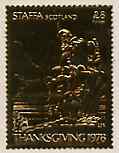 Staffa 1978 Thanksgiving Day Â£8 (Family in Prayer) embossed in 23k gold foil (Rosen #623) unmounted mint