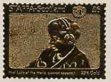 Staffa 1976 United Nations - Eleanor Roosevelt Â£6 value perf label embossed in 23 carat gold foil (Rosen #377) unmounted mint