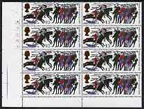 GB Great Britain 1966 Battle of Hastings 1s3d (ord) cyl block of 8 , one stamp with 'Club Flaw' unmounted mint (R7/2)