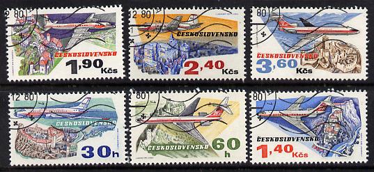 Czechoslovakia 1973 50th Anniversary of Czech Airlines perf set of 6 fine used SG 2128-33