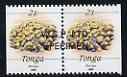 Booklet - Tonga 1990-92 Porites Coral 2s (from reduced-size Marine Life set) horiz pair (ex booklets) opt'd WSP Ltd SPECIMEN, as SG 1087a (1990 imprint date)