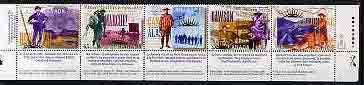 Canada 1996 Centenary of Yukon Gold Rush perf strip of 5 unmounted mint, SG 1685a (Sheetlet containing two strips available price x 2)
