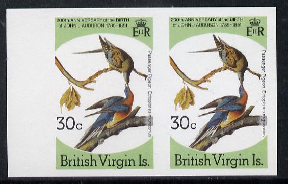 British Virgin Islands 1985 John Audubon Birds 30c Passenger Pigeon imperf pair (as SG 589) unmounted mint