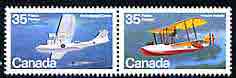 Canada 1979 Vickers Vedette & Consolidated PBY-5A Canso in se-tenant pair unmounted mint, from Canadian Aircraft (1st Series) SG 968a