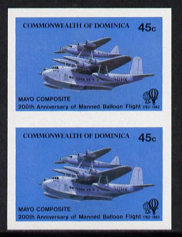 Dominica 1983 Manned Flight 45c (Mayo-Mercury Seaplane composite) imperf pair unmounted mint, as SG 853