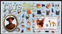 Somalia 2002 Domestic Cats of the World perf s/sheet #03 with Scout Logo & Baden Powell in background, fine cto used