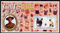 Somalia 2002 Domestic Cats of the World perf s/sheet #12 with Scout Logo & Baden Powell in background, fine cto used
