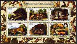 Congo 2005 Audubon Animals of North America perf sheetlet containing 6 values unmounted mint