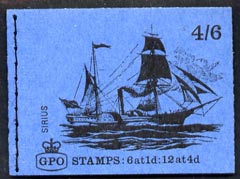 GB Booklet - 1968-70 Ships - Sirius 4s6d booklet (Mar 1969) complete and fine SG LP50