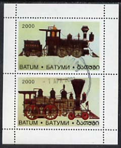 Batum 1996 Early Railway Locos perf sheetlet containing complete set of 2 values fine cto used