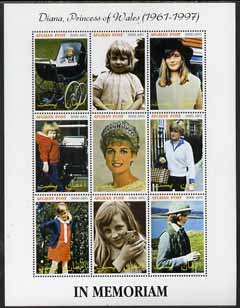 Afghanistan 2000? Princess Diana, In Memoriam perf sheetlet containing set of 9 values unmounted mint