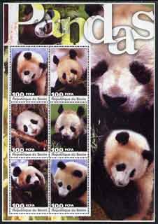 Benin 2003 Pandas large perf sheetlet containing set of 6 values unmounted mint