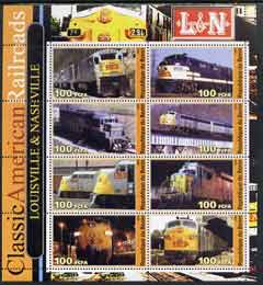 Benin 2003 Classic American Railroads #03 - Louisville & Nashville, perf sheetlet containing set of 8 values unmounted mint