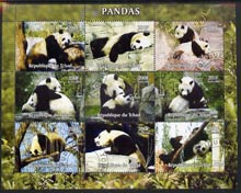 Chad 2004 Pandas perf sheetlet containing 9 values fine cto used