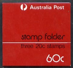Australia 1973 Experimental booklet 60c Stamp Folder containg 3 x 20c Grebe stamps (SG673) see note after SG SB51