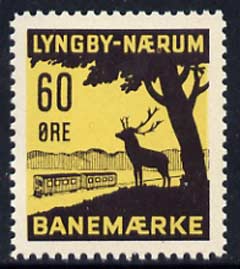 Cinderella - Denmark 60 ore Railway stamp for Lyngby-Naerum, unmounted mint