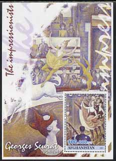 Afghanistan 2001 The Impressionists - Georges Seurat #2 perf souvenir sheet unmounted mint