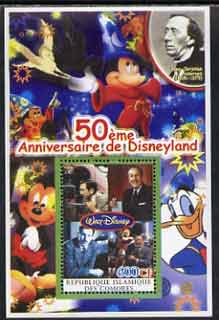 Comoro Islands 2004 50th Anniversary of Disneyland featuring Hans Christian Andersen #4 perf souvenir sheet unmounted mint