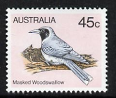 Australia 1980-82 Masked Wood Swallow 45c (P14) from 2nd Birds def set, unmounted mint, SG 737a*