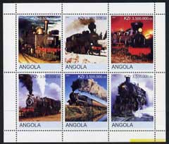 Angola 2000 Steam Locos #02 perf sheetlet containing set of 6 unmounted mint