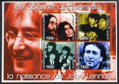 Djibouti 2005 65th Birth Anniversary of John Lennon perf sheetlet containing set of 4 values unmounted mint