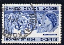 Ceylon 1954 Royal Visit 10c cds used, SG 434