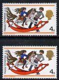 GB Great Britain 1968 Christmas 4d single showing fine 2mm drop of Queen's Head plus normal, both unmounted mint