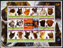 Antigua - Redonda 2005 Scout Anniversaries - Cats & Dogs #02 perf sheetlet containing set of 8 values plus label fine cto used